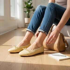 Paul Mayer Attitudes 'Cozy' Quilted Leather Ballet FlatNIB